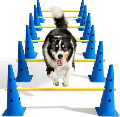 Dog Agility Course Backyard Set, Dog Agility Hurdle Cone Set by Lupar