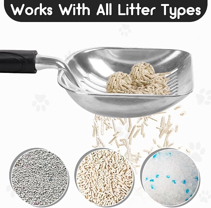 Cat Litter Scoop, Metal Cat Scooper, Plastic Handle Scoop, Sifting Shovel – - Image 3