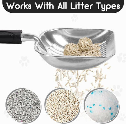 Cat Litter Scoop, Metal Cat Scooper, Plastic Handle Scoop, Sifting Shovel – - Image 3