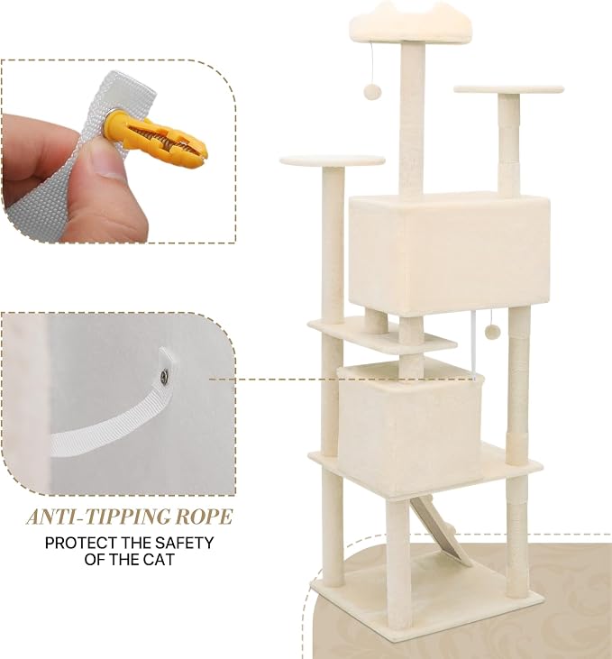 Athena Collection Cat Tree, 77 Inch Cat Tower - Image 7