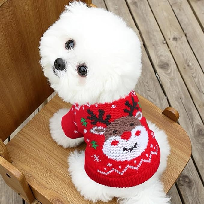 Christmas Dog Outfit Red Puppy Sweater - Image 6