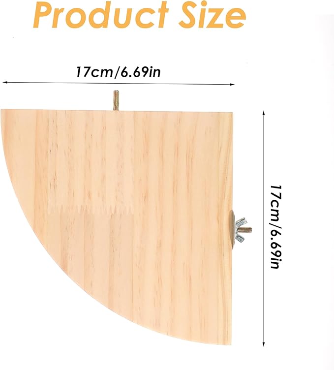 Bird Perch Platform Stand Wooden Parrot Perch Corner 6.7 Inches Fan Shape - Image 2