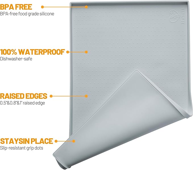 Hubulk Dog Feeding Mat, 100% Waterproof Food Grade Silicone Pet Food and Water - Image 2