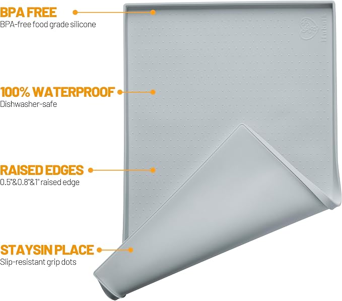 Hubulk Dog Feeding Mat, 100% Waterproof Food Grade Silicone Pet Food and Water - Image 2