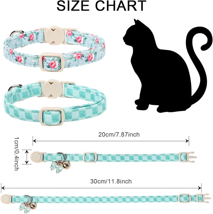 2 Pack Green Flower Cat Collars Breakaway - Image 4