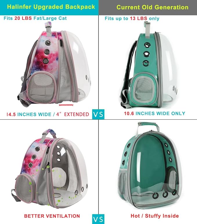 Front Expandable Cat Backpack Carrier, Fit up to 20 lbs, Space Capsule - Image 3