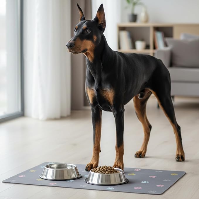 Cat Food Mat Absorbent Dog Mat for Food and Water Non Slip Quick Dry Dog Bowl - Image 2