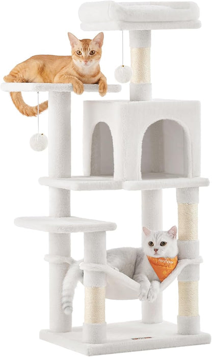 Feandrea Cat Tree, 44.1-Inch Cat Tower, Plush Multi-Level Condo by FeandreabySONGMICSHOME