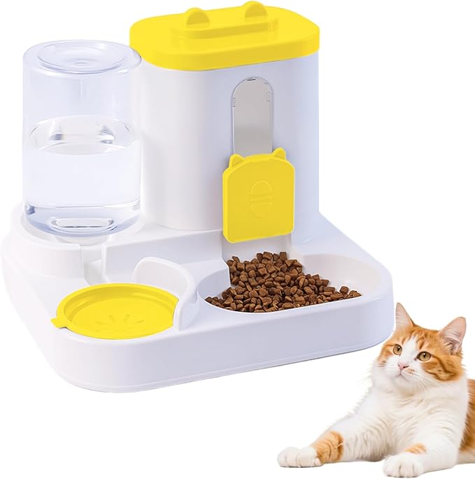 Gravity Cat Feeder and Water Dispenser, 2 in 1 Automatic Cat Feeder, 2 Pack by JIAXICATHAOPINESSHOUS