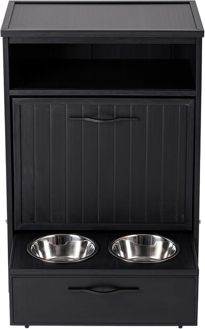 New Age Pet ECOFLEX Brea Dog Food Pantry in Black, Two 32 oz Bowls, Moisture - Image 3