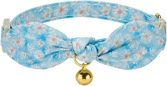 2 Pack Cotton Cat Collar, Removable Bowtie, Floral Pattern, Safety Breakaway - Image 2
