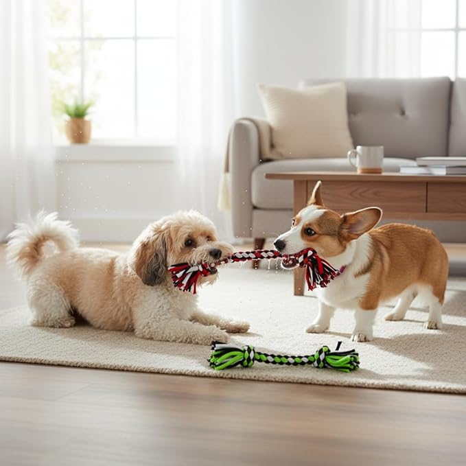 Dog Rope Toys for Small Dogs， Double Knot Ropes Puppy Chew Toys， Cotton Pet - Image 3