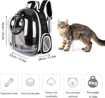 Pet Space Capsule Backpack, Small Medium Cat Puppy Dog Carrier, Transparent - Image 2
