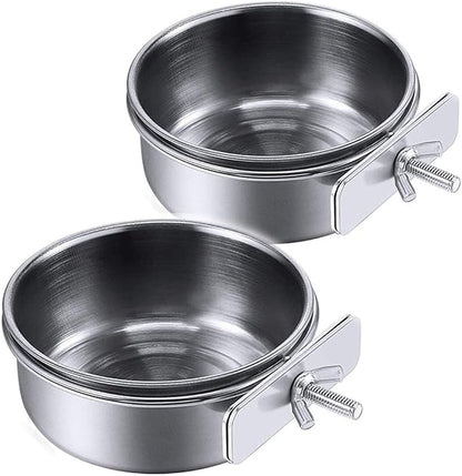 PINVNBY 2PCS Parrot Feeding Cups Birds Food Dish Stainless Steel Parrot Feeders by PINVNBY