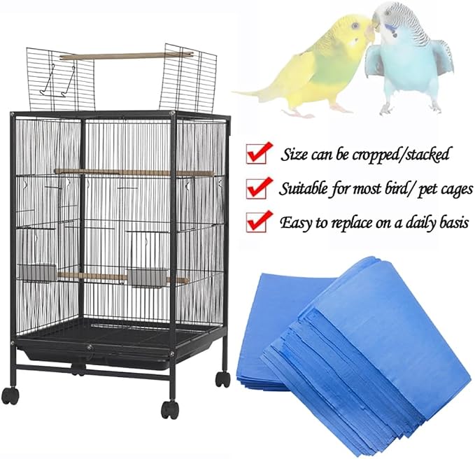 Firdnyohs 100 Pcs Bird Cage Liner Papers 11X17in Blue Cage Paper Liners - Image 3