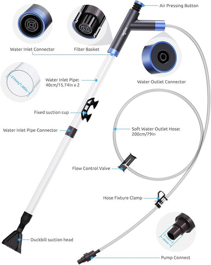 SEAOURA Aquarium Siphon Pump Gravel Cleaner, Fish Tank Vacuum Gravels Cleaning - Image 4