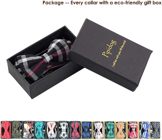 Cat Collar Breakaway with Bell and Bow Tie, Plaid Design Adjustable Safety - Image 2