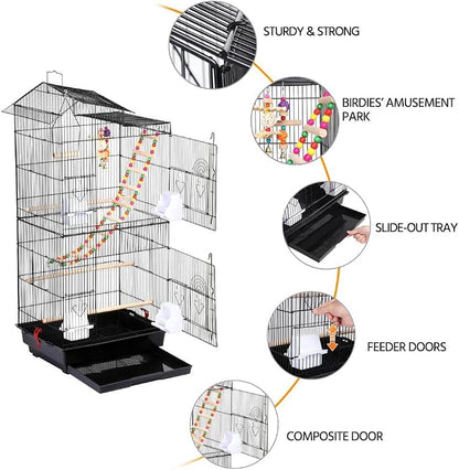 Yaheetech 39-inch Roof Top Large Flight Parrot Bird Cage - Image 7