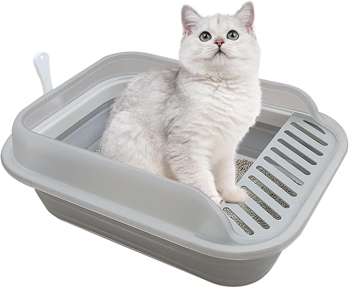 Collapsible Kitten Litter Box, Open High Sided Cat Potty Pan by chuyouan