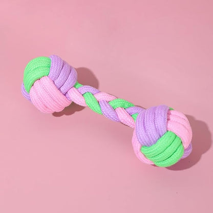 Candy Colored Rope Woven Toy, Durable Dumbbell Design Pet Teeth Grinding Mouth - Image 4