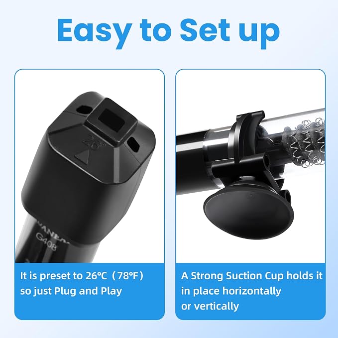 AQUANEAT Aquarium Heater, 50W Small Betta Fish Tank Heater, Mini Preset Water - Image 4