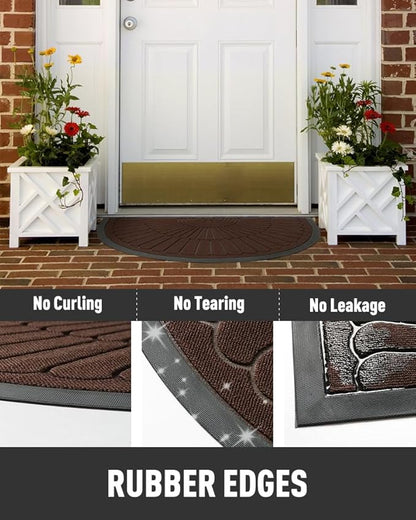tchdio Door Mat Outdoor Indoor Entrance Doormat-Semicircular Durable Rubber Non - Image 4
