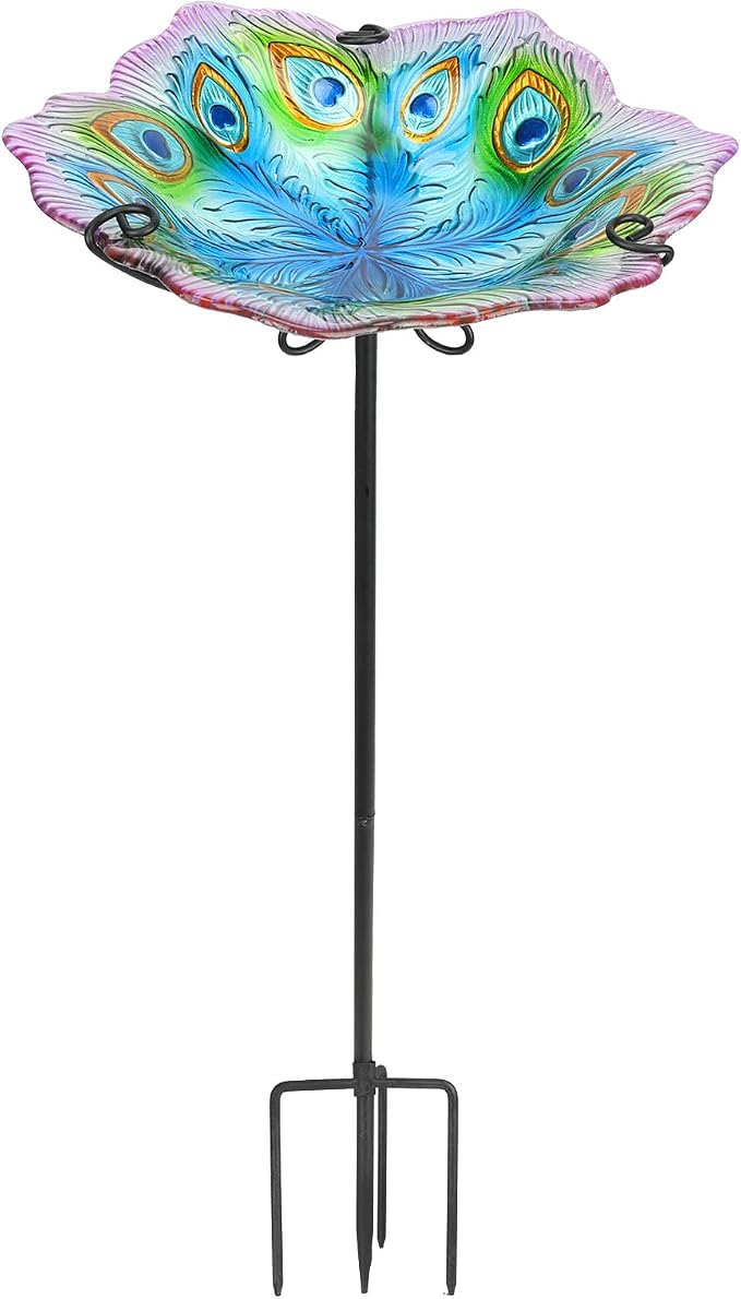 MUMTOP Glass Bird Bath, Garden Outdoor Birdbaths Birdfeeder by MUMTOP