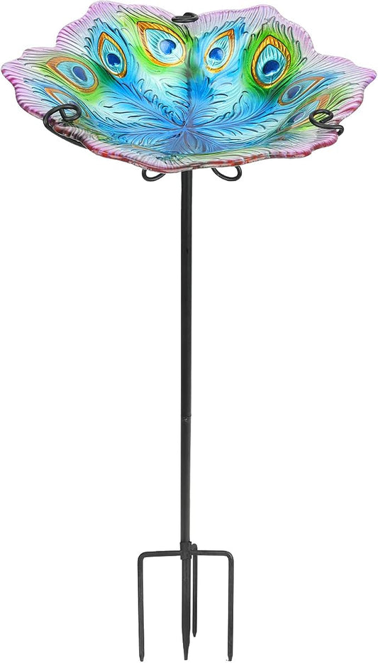 MUMTOP Glass Bird Bath, Garden Outdoor Birdbaths Birdfeeder by MUMTOP