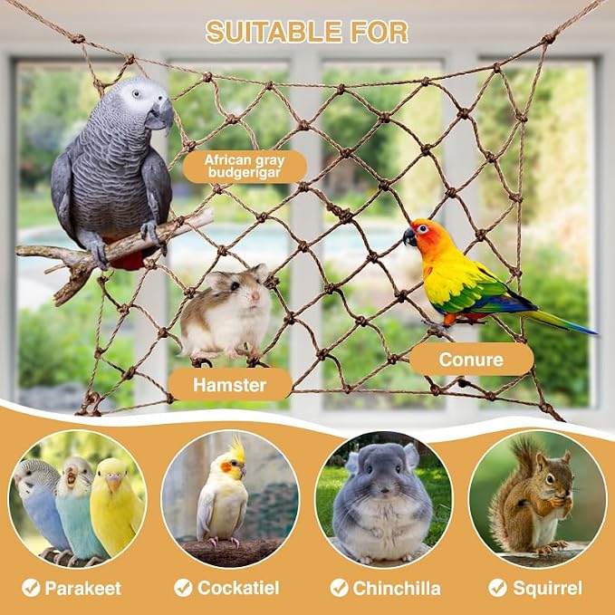 2 Packs Natural Bird Rope Net Parrot Swing Hammock - Image 6