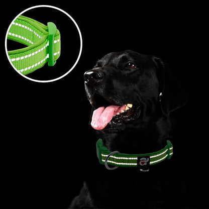azuza Reflective Dog Collar Green Soft Neoprene Padded Pet Collar - Image 4