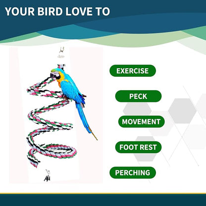 65inch Cotton Bendable Rope Perch Swing Bird Chew Toys Amazon Parrots Cage Toys - Image 6