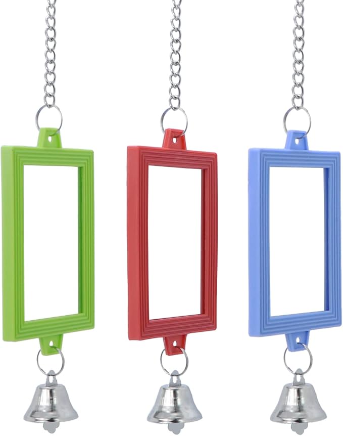 4 PCS Bird Mirror with Bell Parrot Hanging Interactive Playing Toy - Image 4