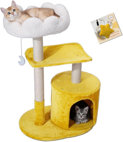 Happi N Pets Cat Tree, Featuring Scratching Posts, Viewing Perch & Toys by HappiNPets
