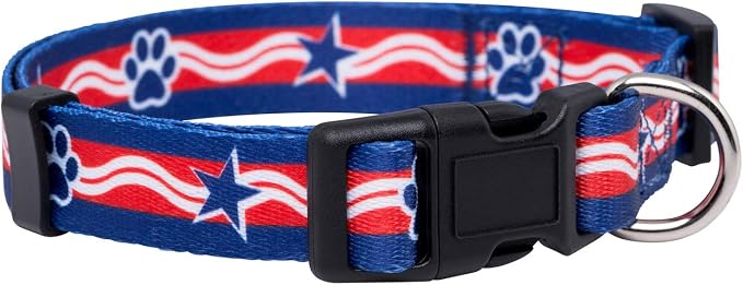 Native Pup American Flag Dog Collar- Red White and Blue- Patriotic Collars by NativePup