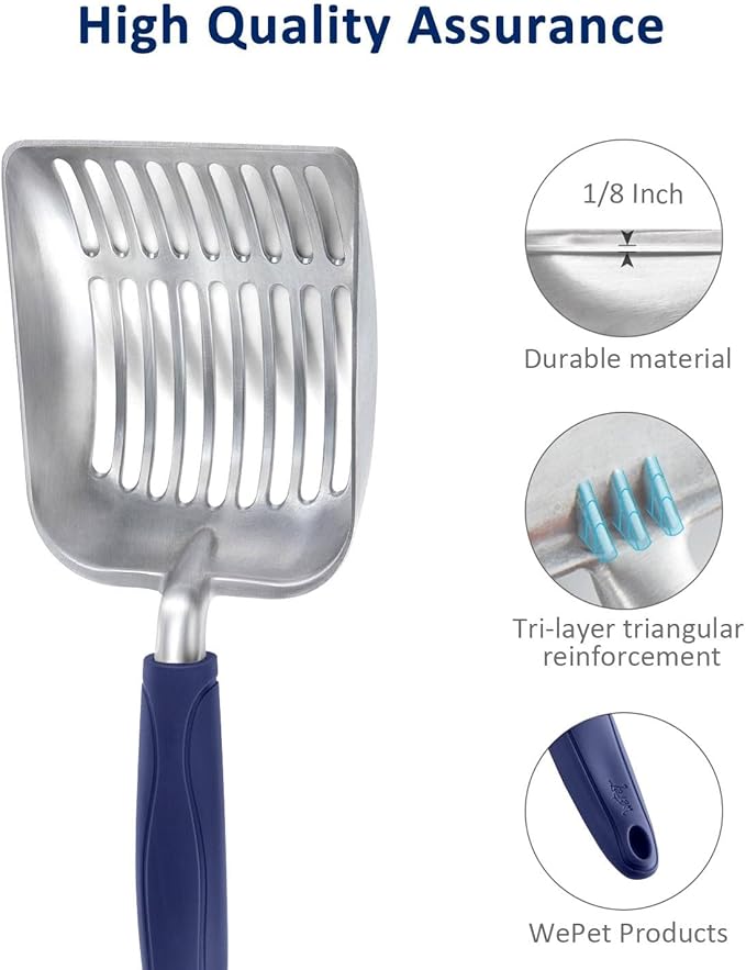 WePet Cat Litter Scoop, Aluminum Alloy Sifter, Kitty Metal Scooper, Deep Shovel - Image 4