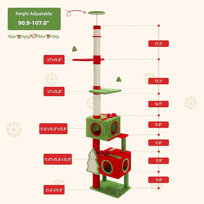PETEPELA Floor to Ceiling Christmas Cat Tree, Tall Cat Tower - Image 5