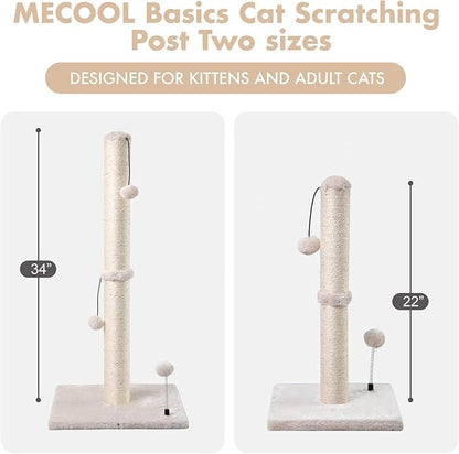 MECOOL 34” Tall Cat Scratching Post Premium Basics Kitten Scratcher Sisal - Image 6