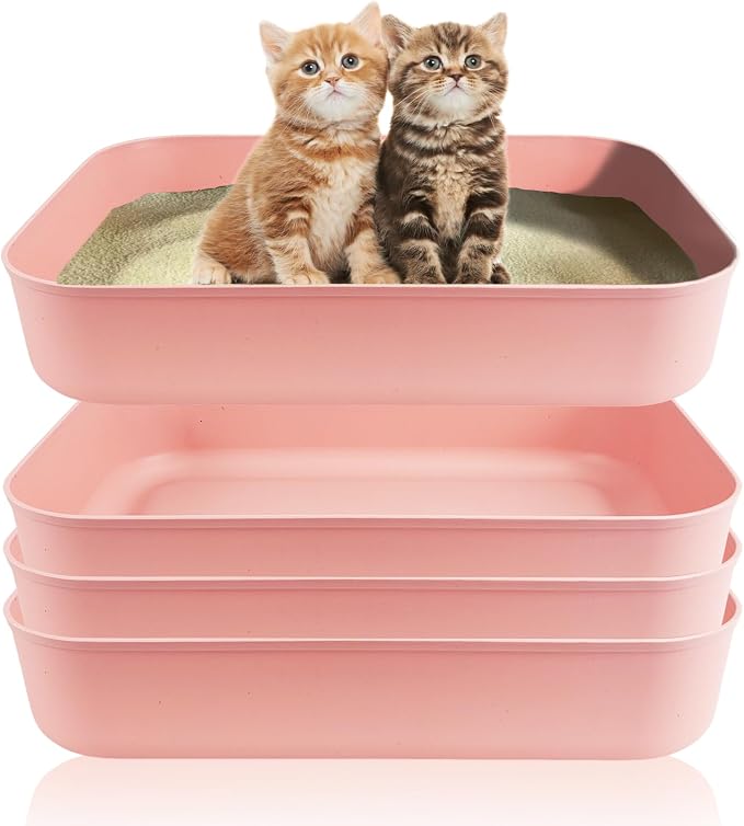 Small Litter Box, Plastic Kitten Litter Box, 13.9 x 9.8 x 3 Inch Open Litter Box by GCVOPTON