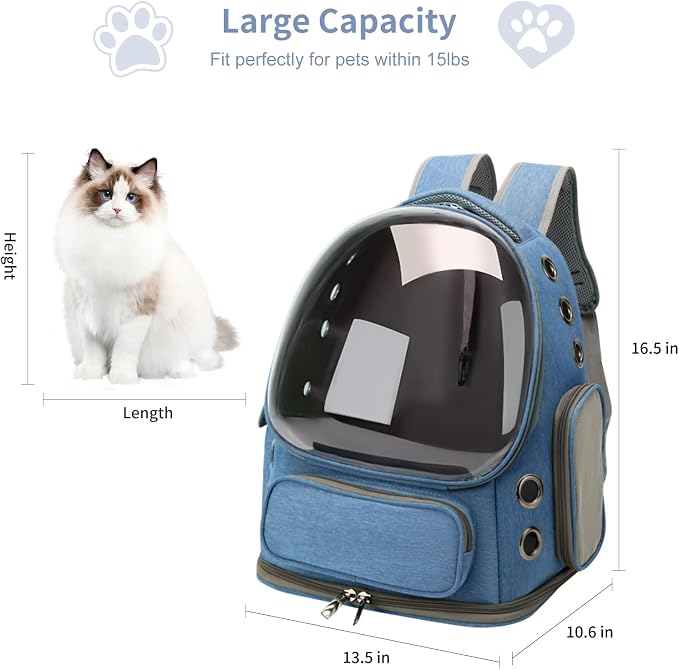 Cat Backpack Carrier for Cats and Small Dogs, Breathable Cat Bubble Backpack - Image 5