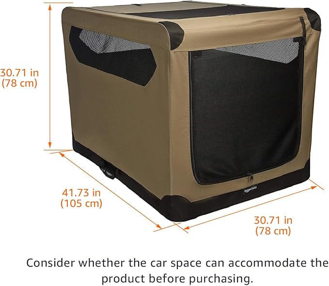 Amazon Basics Portable Folding Soft Dog Crate, Double Door, Collapsible Travel - Image 2