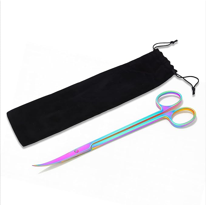 Mandala Crafts 10 Inches Rainbow Stainless Steel Curved Aquarium Scissors - Image 4