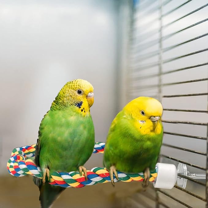 2PCS Bird Rope Perches, Colorful Cotton Parrot Toys Comfy Perch - Image 7