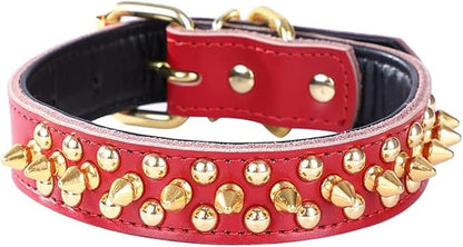 Spiked Studded Dog Collar, Genuine Leather Dog Collar, Adjustable Pet Collars by Unknown