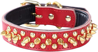 Spiked Studded Dog Collar, Genuine Leather Dog Collar, Adjustable Pet Collars by Unknown