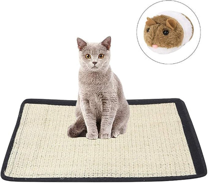 Cat Scratcher Mat with Interactive Mouse Toy, Cat Scratching Post Natural Sisal - Image 2