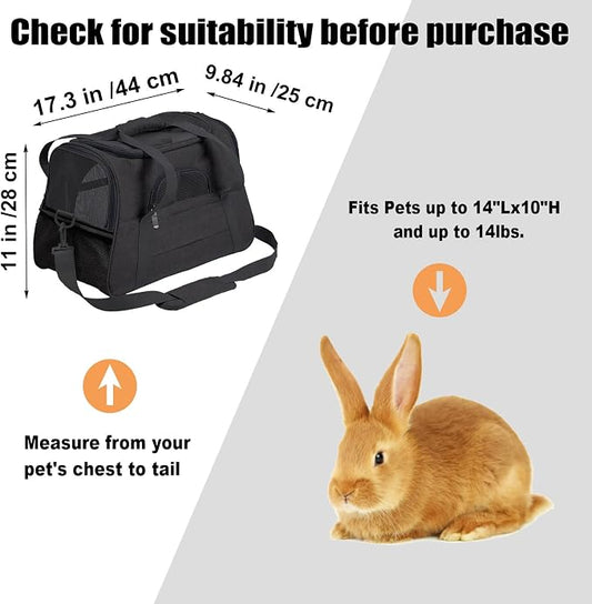 kathson Rabbit Travel Carrier Bag Airline Approved Pet Pocket Breathable Mesh - Image 2