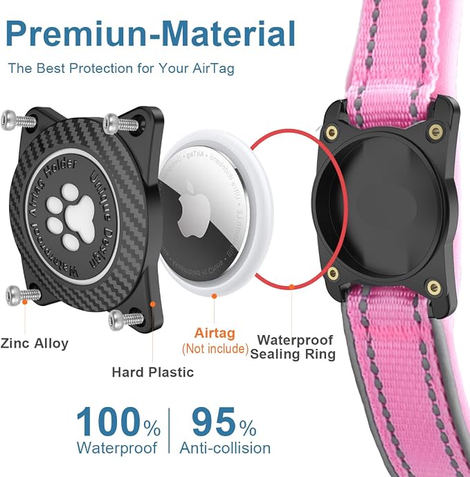 Airtag Dog Collar with Waterproof Air Tag Holder, Luminous Reflective, Soft - Image 3