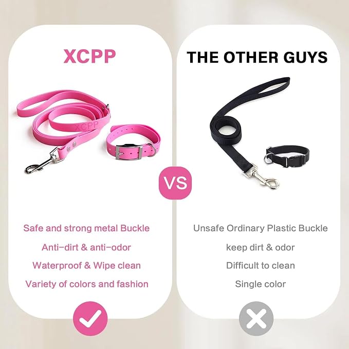 4.2FT Dog Collar and Leash Set, PVC Waterproof Adjustable Odor Proof Pet - Image 3