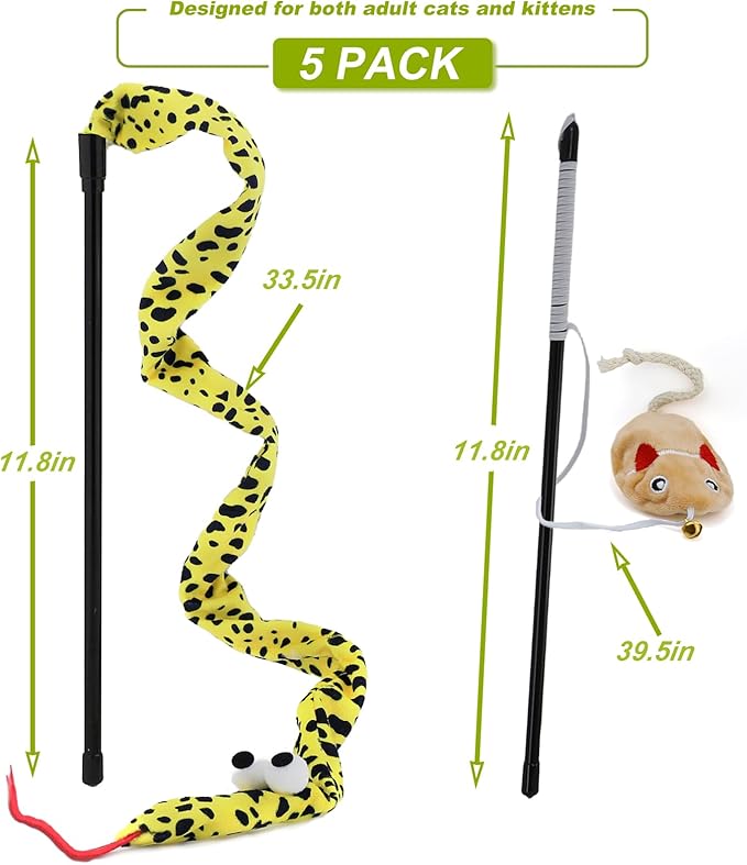 Interactive Cat Toy Wand with Catnip Mouse, Cat Teaser Wand Rainbow String - Image 4