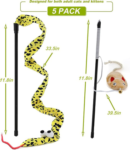 Interactive Cat Toy Wand with Catnip Mouse, Cat Teaser Wand Rainbow String - Image 4